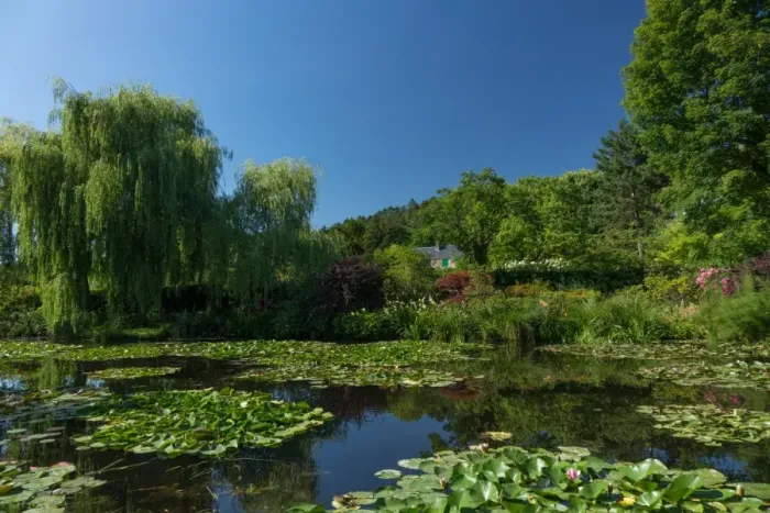 Framed Print : Monets house behind the waterlily pond, Giverny, Normandy, France, Europe Framed Print : Monets house behind the waterlily pond, Giverny, Normandy, France, Europe