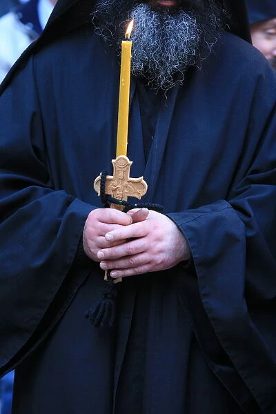Monk at Koutloumoussiou monastery on Mount Athos, Mount Athos, Greece, Europe
