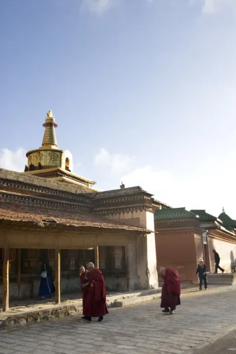 Framed Print : Monks walking, Xiahe monastery, Xiahe, Gansu, China, Asia Framed Print : Monks walking, Xiahe monastery, Xiahe, Gansu, China, Asia