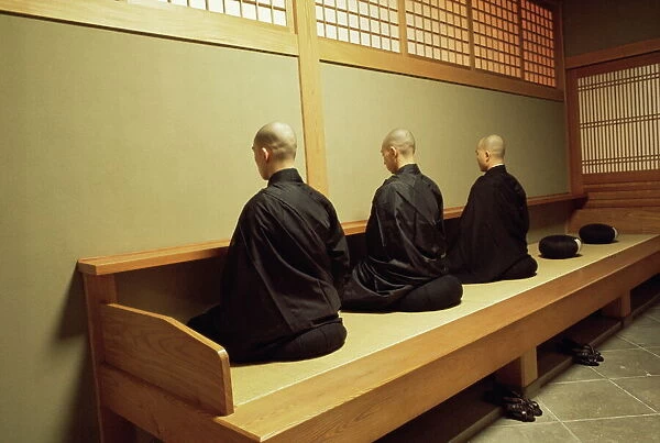 Monks during Za-Zen meditation in the Zazen Hall