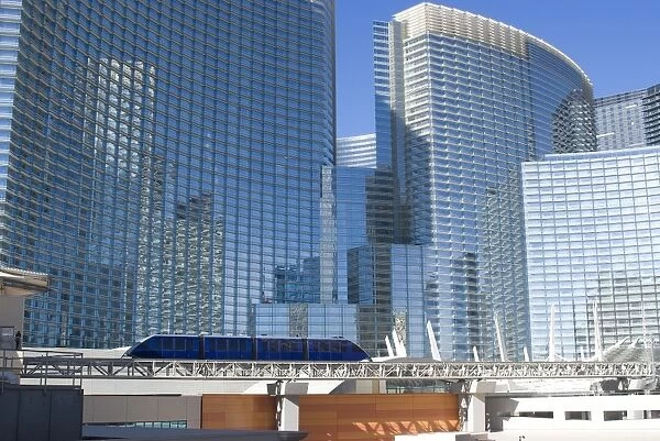 Monorail going through City Center, Las Vegas, Nevada, United States of America