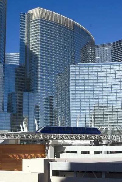 Monorail going through City Center, Las Vegas, Nevada, United States of America