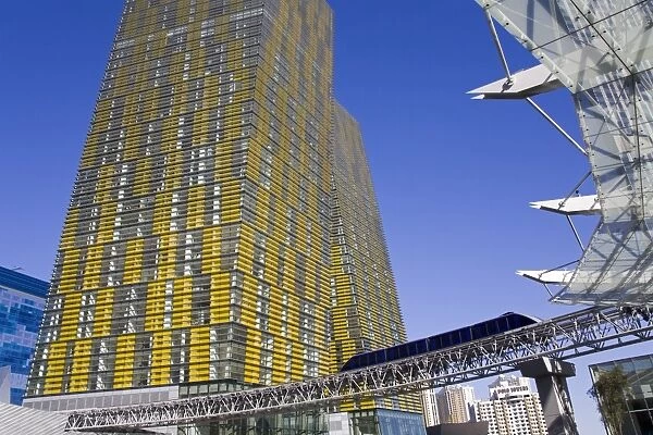 Monorail and Veer Towers at CityCenter, Las Vegas, Nevada, United States of America
