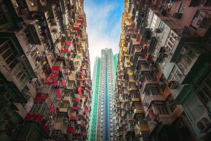Framed Print : Monster Buildings at sunrise, Quarry Bay. Hong Kong, China Framed Print : Monster Buildings at sunrise, Quarry Bay. Hong Kong, China