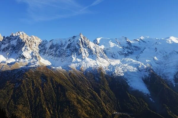 Mont Blanc, 4810m, autumn, Chamonix, Haute Savoie, Rhone Alpes, French Alps, France