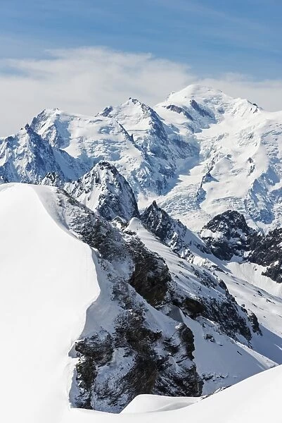 Mont Blanc 4810m from Mont Buet, Chamonix Valley, Rhone Alps, Haute Savoie, France, Europe