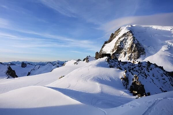 Mont Blanc du Tacul and Refuge des Cosmiques (Cosmiques Hut), Chamonix, Rhone Alpes