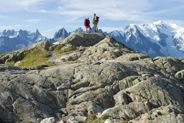 Framed Print : Mont Blanc range seen from the Tour du Mont Blanc trekking route near Lac Blanc in Framed Print : Mont Blanc range seen from the Tour du Mont Blanc trekking route near Lac Blanc in