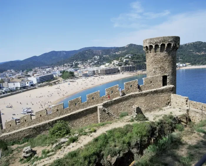 Framed Print : Mont Guardi battlements and beach beyond Framed Print : Mont Guardi battlements and beach beyond
