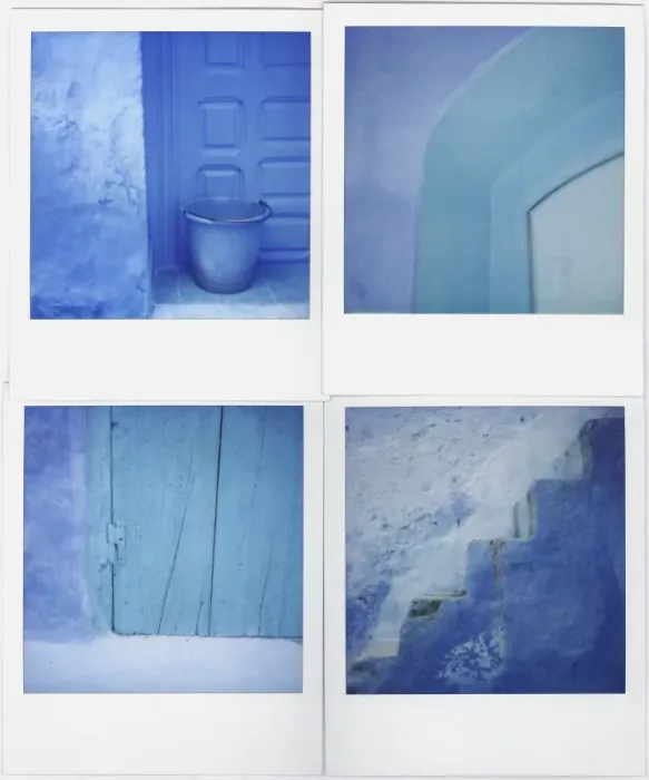 Framed Print : Montage of four Polaroid images of blue walls Framed Print : Montage of four Polaroid images of blue walls