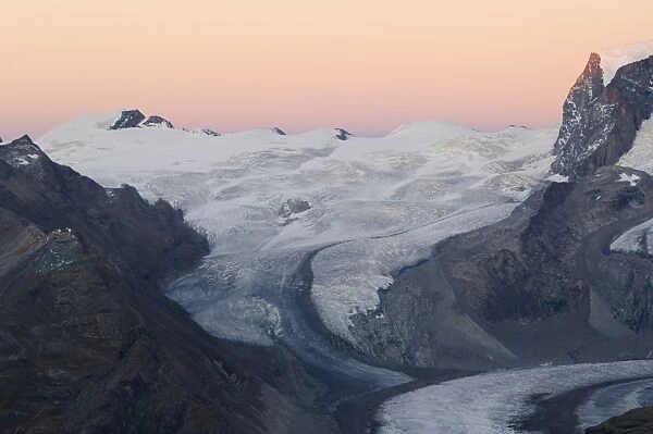 Monte Rosa glacier at dusk