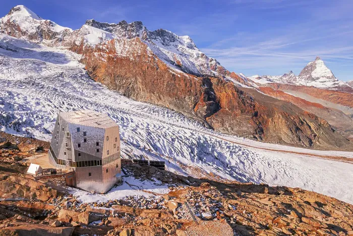 Framed Print : Monte Rosa hut (hutte) with the Matterhorn pyramid in the background, Gorner glacier, Zermatt, Valais canton, Switzerland, Europe Framed Print : Monte Rosa hut (hutte) with the Matterhorn pyramid in the background, Gorner glacier, Zermatt, Valais canton, Switzerland, Europe
