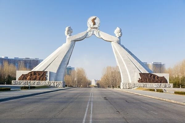Monument to the Three Charters of National Reunification, Pyongyang, Democratic Peoples Republic of Korea (DPRK), North Korea, Asia