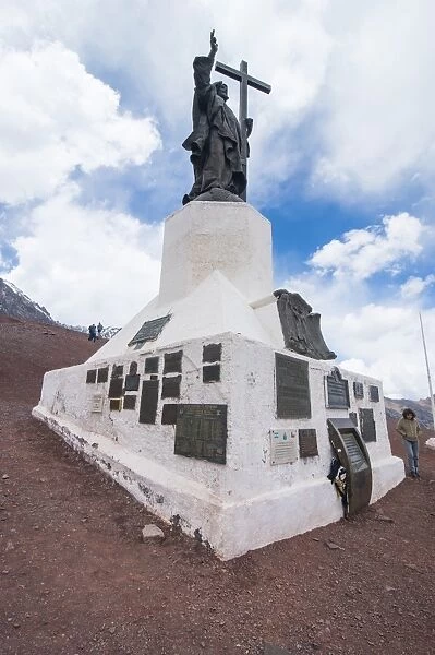 Monument of Christo Redentor (Christ the Redeemer) on a mountain pass between Mendoza and Santiago, Andes, Argentina, South America