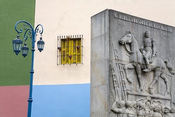 Monument to General Don Jose De Martin on El Caminito street, La Boca District