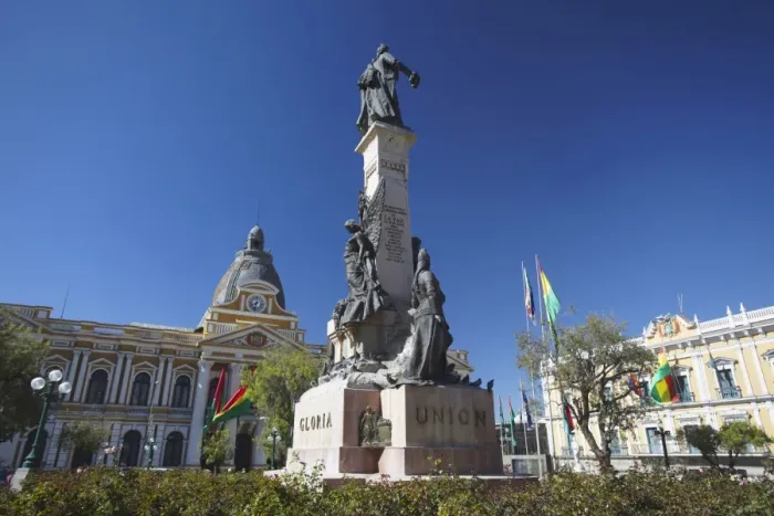 Framed Print : Monument and Palacio Legislativo (Legislative Palace) in Plaza Pedro Murillo, La Paz, Bolivia, South America Framed Print : Monument and Palacio Legislativo (Legislative Palace) in Plaza Pedro Murillo, La Paz, Bolivia, South America