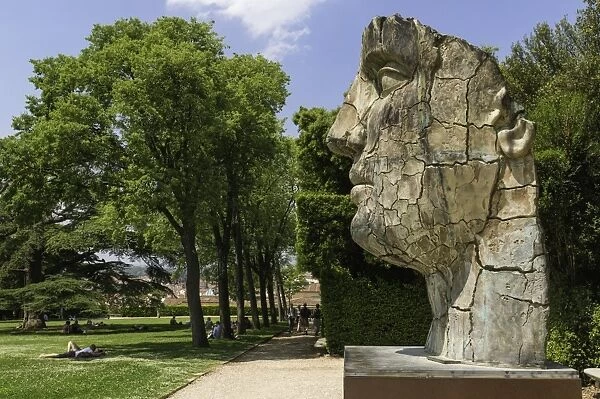 The Monumental Head by Igor Mitora in the Boboli Gardens, Florence, Tuscany, Italy