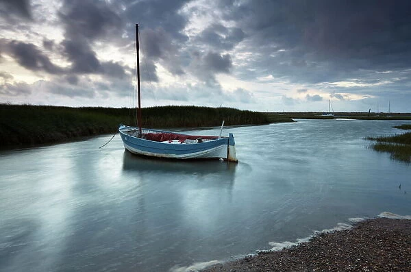 A moody and windy summer evening at Brancaster Staithe, North Norfolk, England