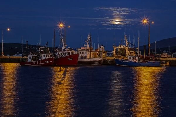 Full Moon, Dingle Harbour, County Kerry, Munster, Republic of Ireland, Europe