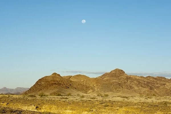 Moon above the Namib Desert, Namibia, Africa