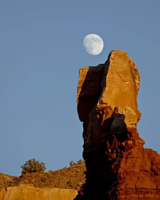 Framed Print : The moon rising over Chimney Rock, Capitol Reef National Park, Utah, United States of America