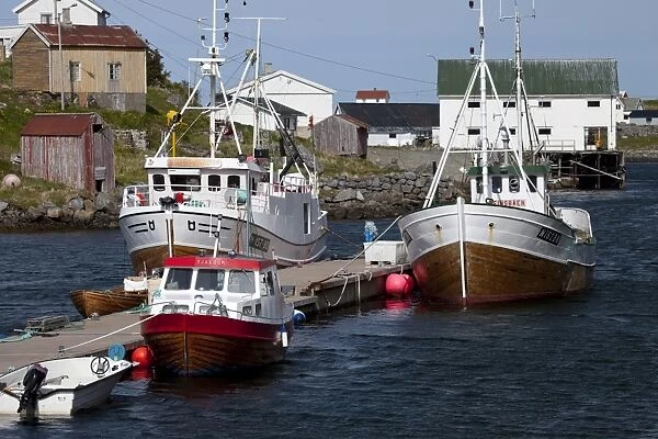 Moored fishing boats, Vesteralen archipelago, the northern continuation of Lofoten archipelago