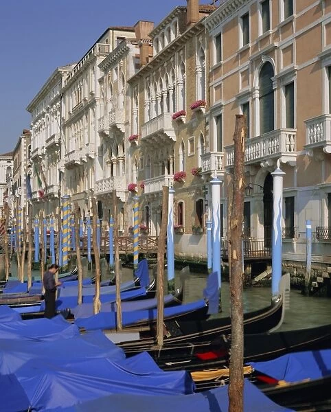 Moored gondolas on the Grand Canal