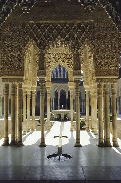 Moorish architecture of the Court of the Lions