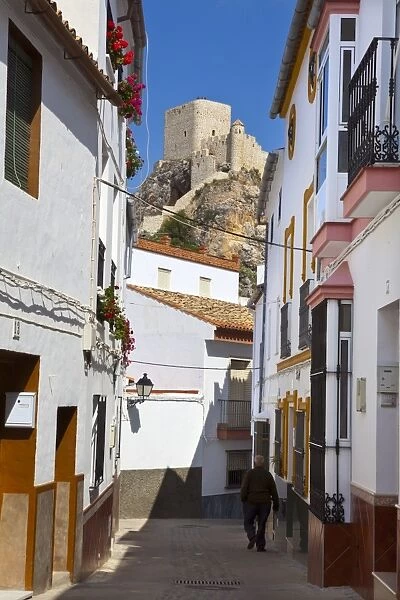 Moorish Tower in the hilltop village of Olvera, Olvera, Cadiz Province, Andalusia, Spain, Europe