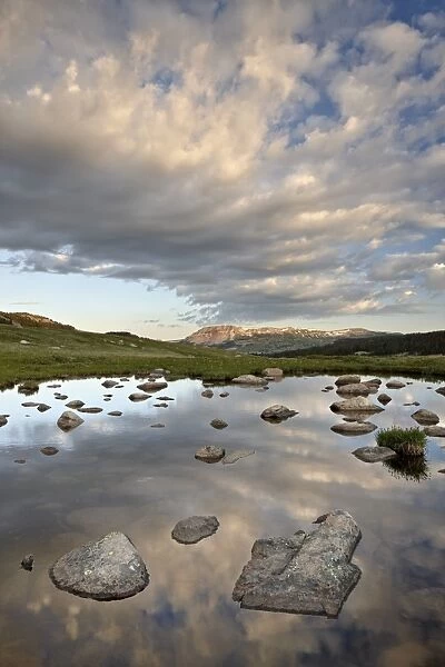 Morning clouds over an unnamed lake, Shoshone National Forest, Wyoming, United States of America, North America