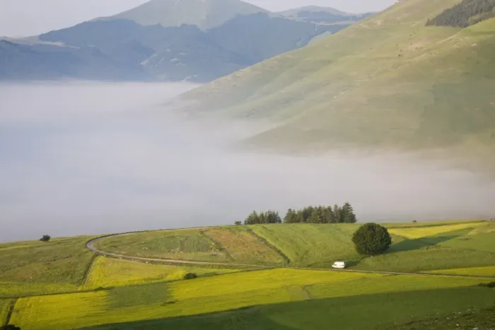 Framed Print : Morning fog, Highland of Castelluccio di Norcia, Castelluccio di Norcia Framed Print : Morning fog, Highland of Castelluccio di Norcia, Castelluccio di Norcia
