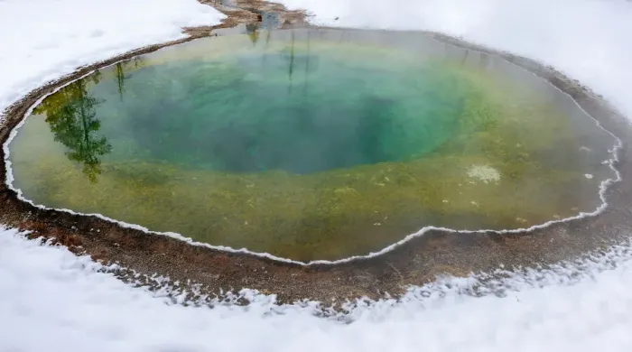 Framed Print : Morning Glory pool hot spring in the snow, Yellowstone National Park Framed Print : Morning Glory pool hot spring in the snow, Yellowstone National Park