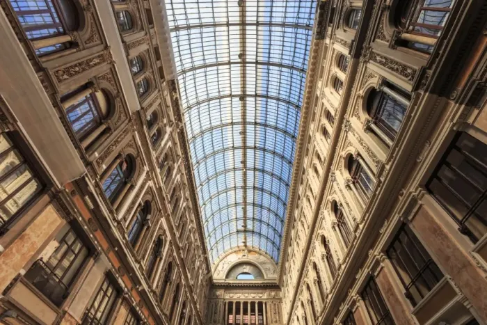 Framed Print : Morning light illuminates the Galleria Umberto I arcade, 1890, through its spectacular Framed Print : Morning light illuminates the Galleria Umberto I arcade, 1890, through its spectacular