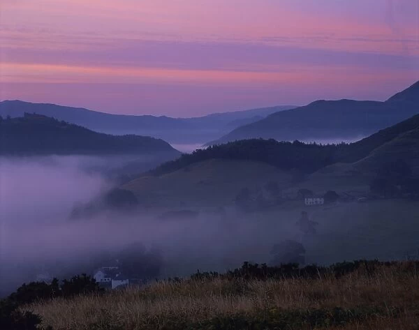 Morning Mist, Derwent River Valley, Lake District, Cumbria, England, United Kingdom