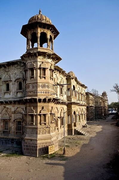 Morvi Temple (the Secretariat) an administrative building with a Hindu temple in the centre, built in the 19th century and being restored following the 1997 earthquake, Morvi, Gujarat, India, Asia