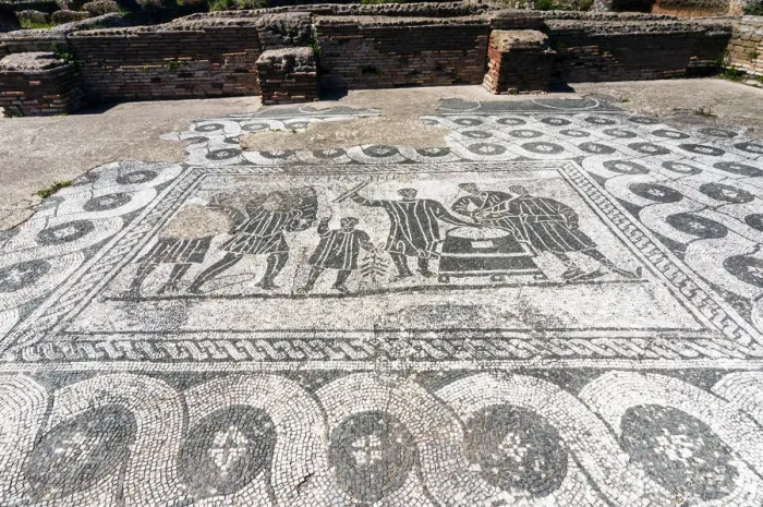 Framed Print : Mosaic, Aula dei misuratori del grano (grain meter room), Ostia Antica archaeological Framed Print : Mosaic, Aula dei misuratori del grano (grain meter room), Ostia Antica archaeological