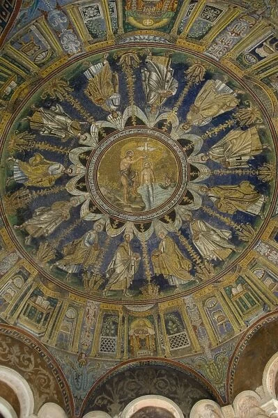 The mosaic ceiling of the 5th century Battistero Neoniano, UNESCO World Heritage Site