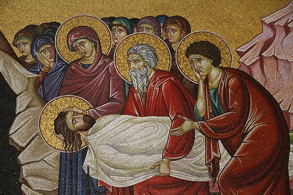Mosaic of Christs death at the Church of the Holy Sepulchre, Jerusalem, Israel