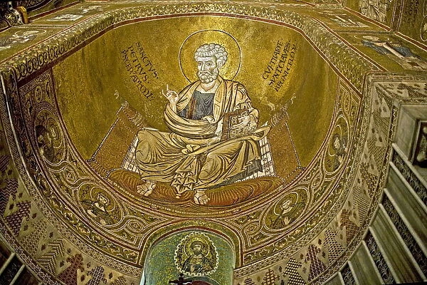 Mosaic depicting St. Peter, Monreale cathedral in Palermo, Sicily, Italy, Europe