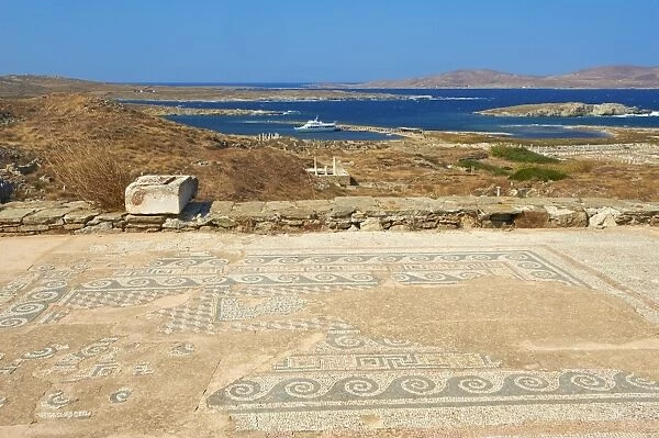 Mosaic floor at the archaeological site, Delos, UNESCO World Heritage Site
