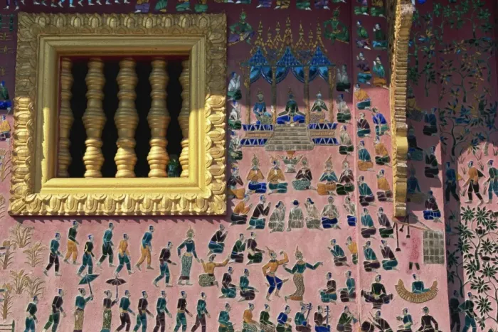 Framed Print : Mosaic, Golden Temple chapel, Luang Prabang, UNESCO World Heritage Site Framed Print : Mosaic, Golden Temple chapel, Luang Prabang, UNESCO World Heritage Site