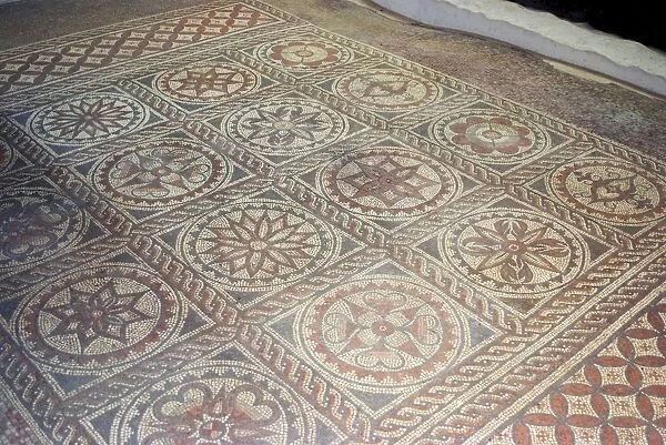 Mosaic from remains of Roman villa, St. Albans, Hertfordshire, England