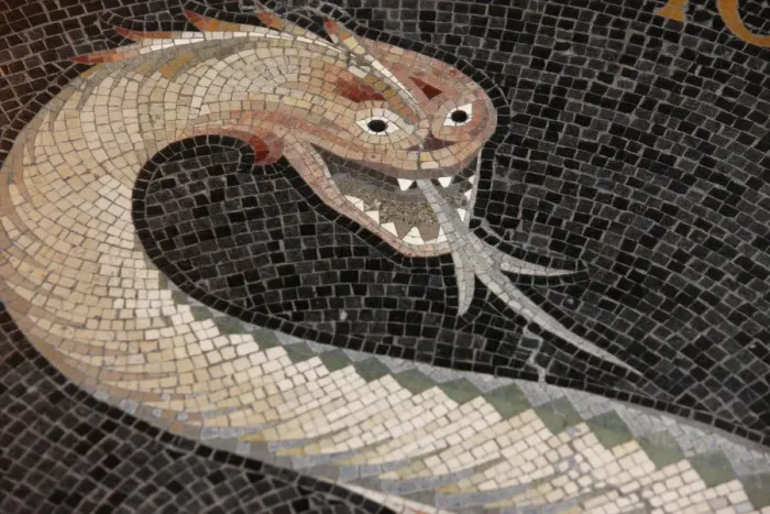 Framed Print : Mosaic of the serpent that said to the woman, no, you shall not die the death Framed Print : Mosaic of the serpent that said to the woman, no, you shall not die the death