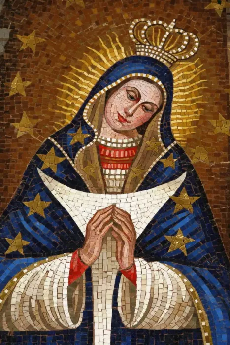 Framed Print : Mosaic of Slovenian Virgin, Annunciation Basilica, Nazareth, Galilee, Israel, Middle East