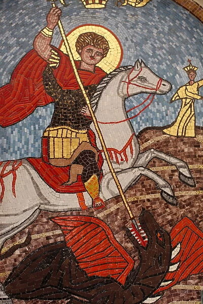Mosaic of St. George slaying the dragon in St. George Coptic Orthodox church, Cairo