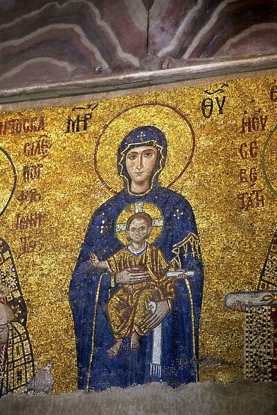 Mosaic of the Virgin and Child, interior of Hagia Sophia (Aya Sofya Mosque) (The Church of Holy Wisdom), UNESCO World Heritage Site, Istanbul, Turkey, Europe