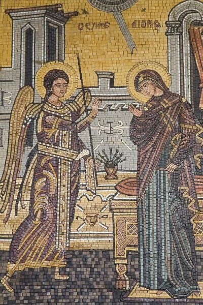 Mosaics on the wall of St. Georges Church, Madaba, Jordan, Middle East