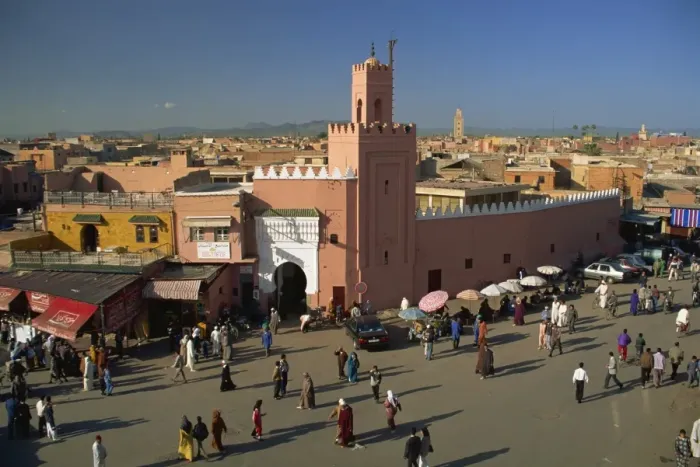 Framed Print : Mosque and Djemaa el Fna, Marrakesh, Morocco, North Africa, Africa Framed Print : Mosque and Djemaa el Fna, Marrakesh, Morocco, North Africa, Africa