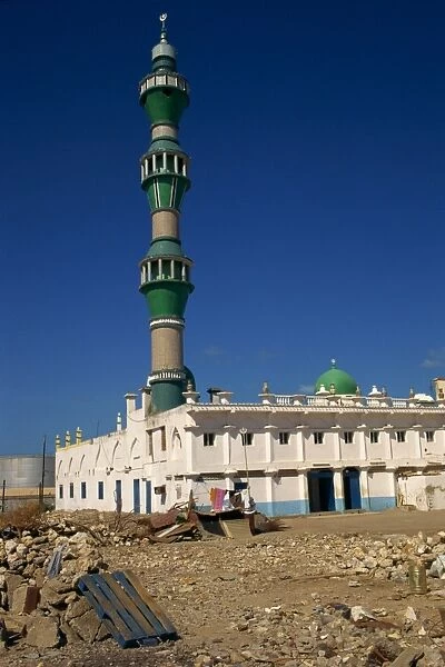 Mosque with green minaret, Djibouti, Africa