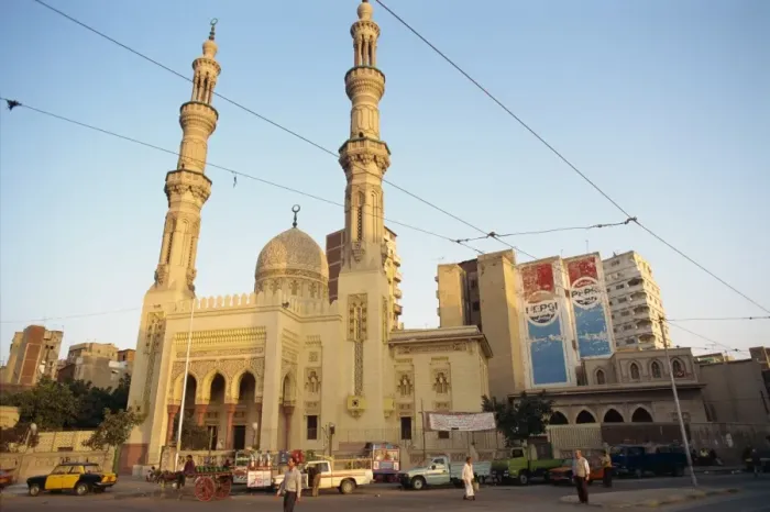 Framed Print : Mosque by the port entrance, Alexandria, Egypt, North Africa, Africa